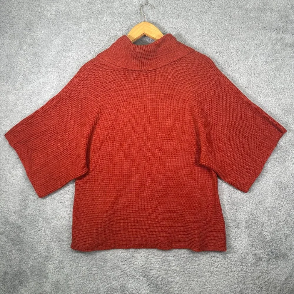 Tweeds Womens Sweater Plus Size Cardigan Acrylic Knit Orange 1x Turtleneck‎